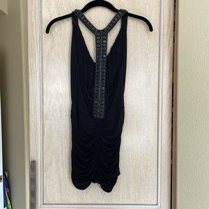 Sky Vintage Black Tank Top with Spinal Detailing